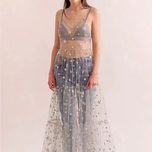 Lirika matoshi stars in her eyes sheer dress - LIKE NEW